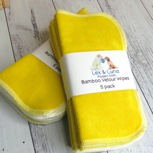 Yellow Lex - Bamboo Velour Cloth Wipes