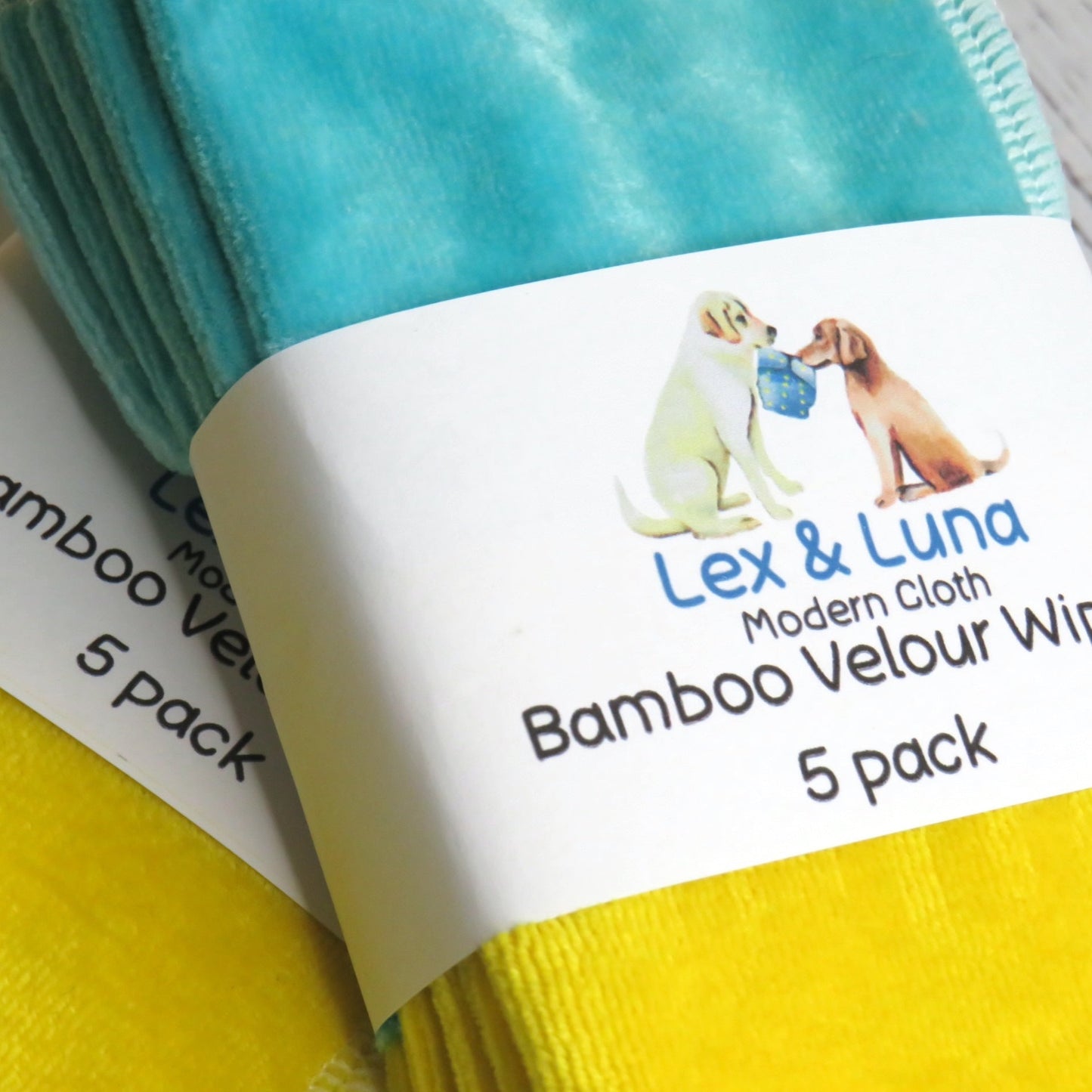 Yellow Lex & Luna Blue - Bamboo Velour Cloth Wipes