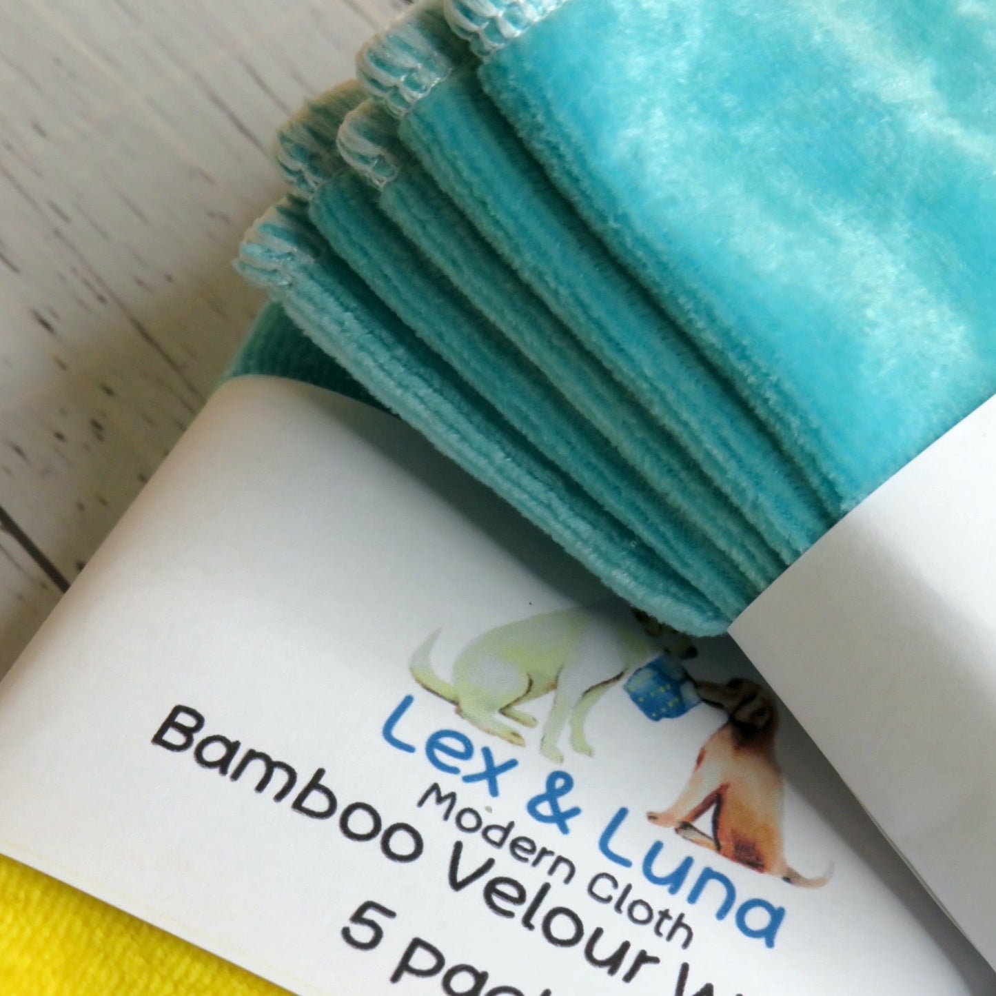 Yellow Lex & Luna Blue - Bamboo Velour Cloth Wipes