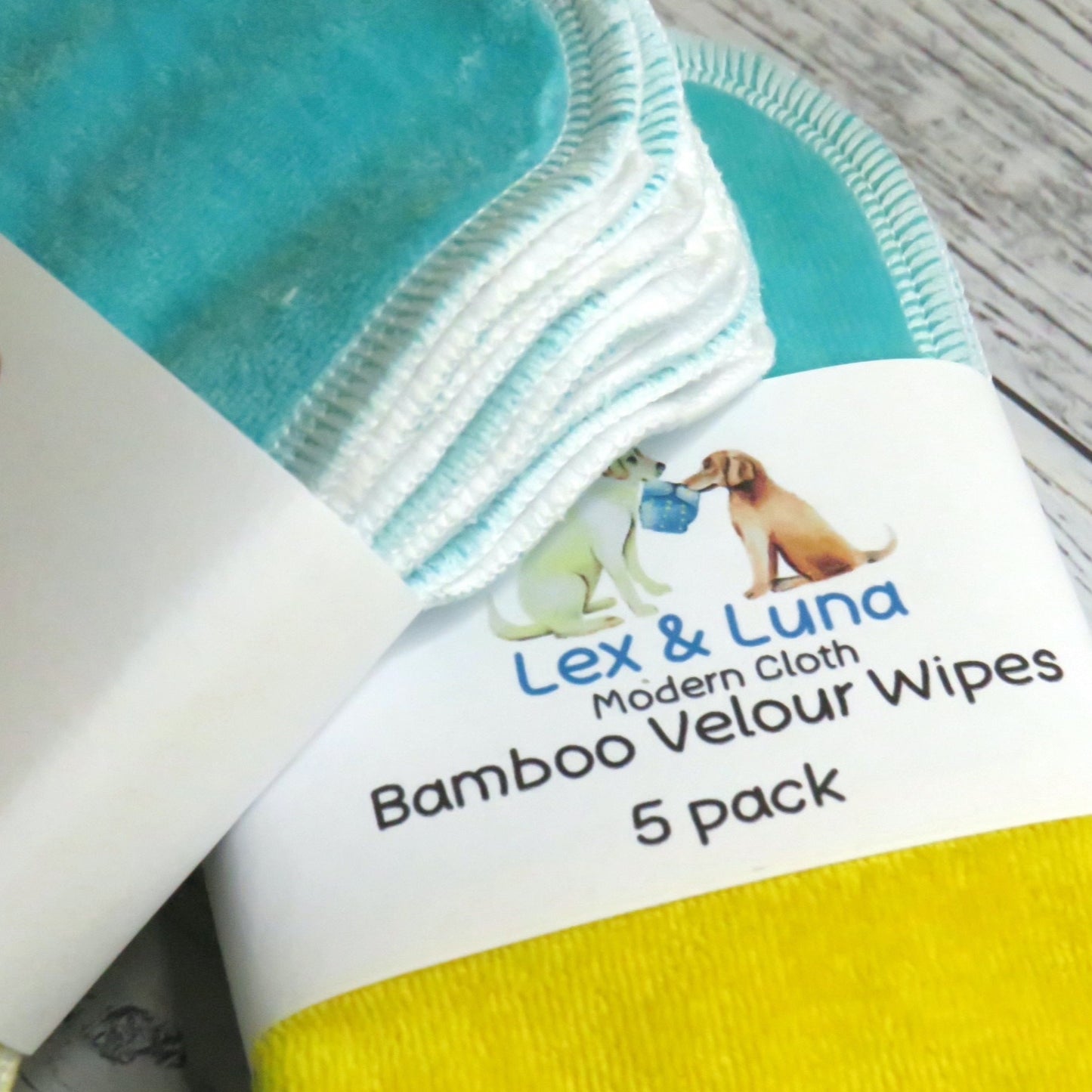 Yellow Lex & Luna Blue - Bamboo Velour Cloth Wipes