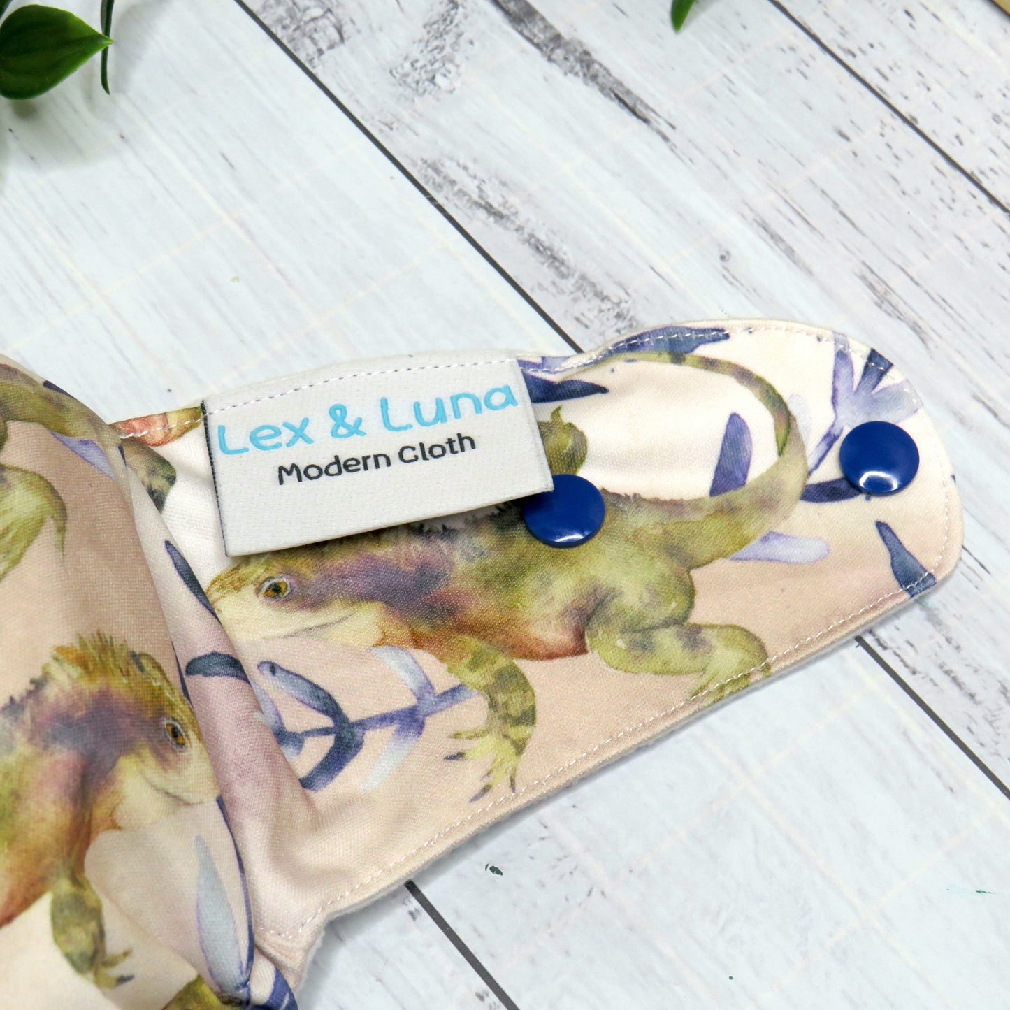 Feisty Lizards - Single Row Cloth Nappy