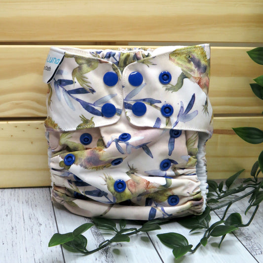 Feisty Lizards - Double Row Cloth Nappy